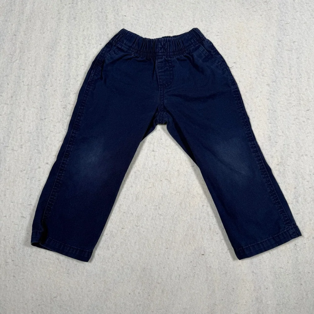 Carters Boys Navy Blue Pull On Elastic Waist Canvas Pants Size 2T 249G578